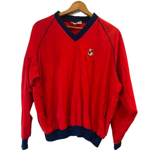 Sunderland of Scotland Vintage Red V-Neck Windbreaker Pullover Echo Lake Medium
